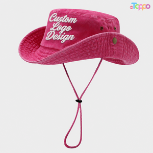 Custom Logo Design 3D Embroidery Outdoor Cowboy Bucket Hat