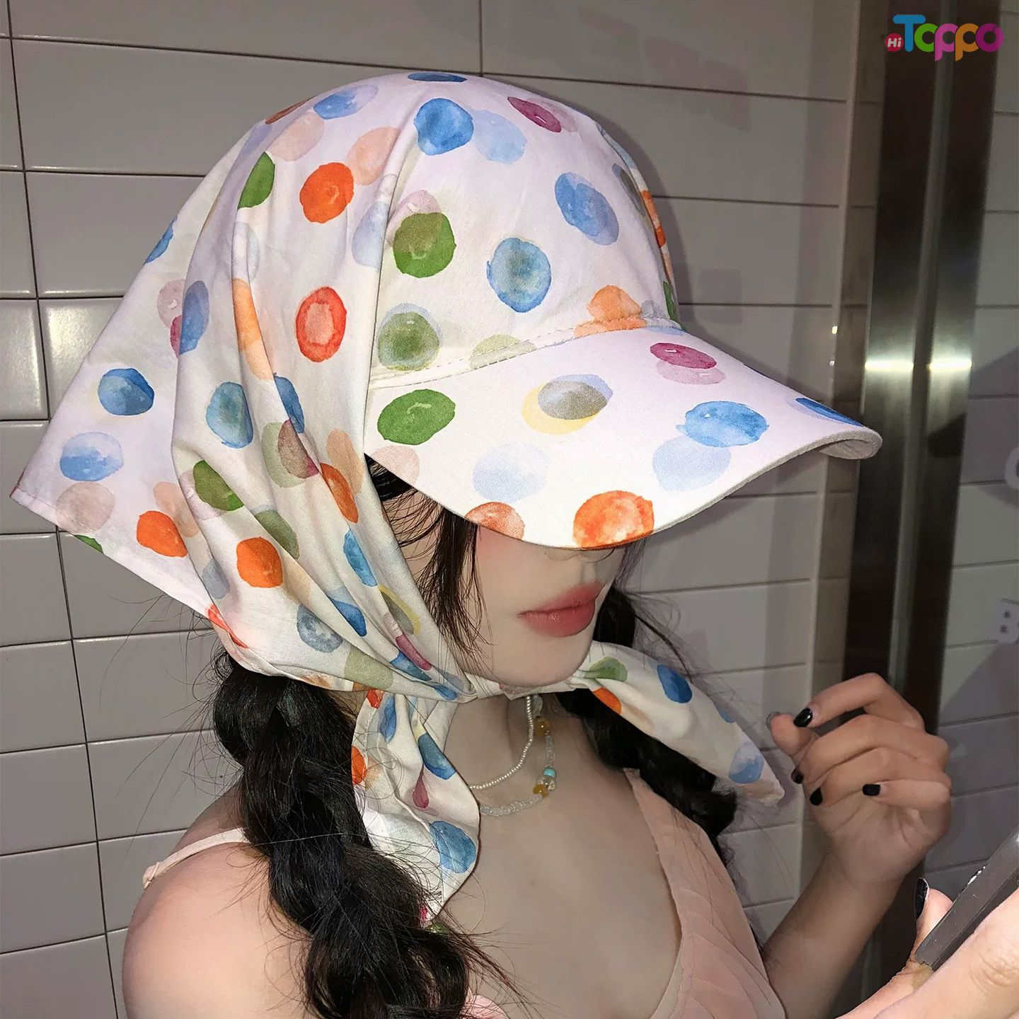Women Fresh Watercolor Polka Dot Bandana Caps