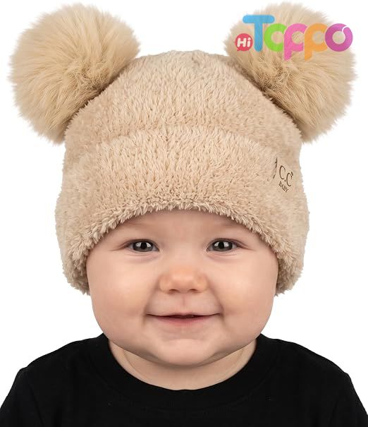 Newborn Girl Winter Hat 0–12 Months Cute Cozy Knit Infant Beanies Double Pom Pom Baby Beanie