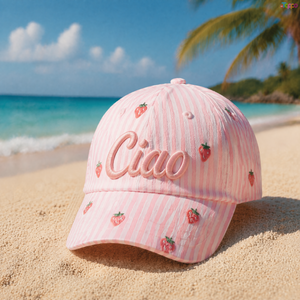 Custom Stripe Rinting 6-panel Baseball Caps with Embroidery