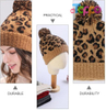  Winter Warm Woolen Yarn Brown Leopard Printed Knitted Beanie
