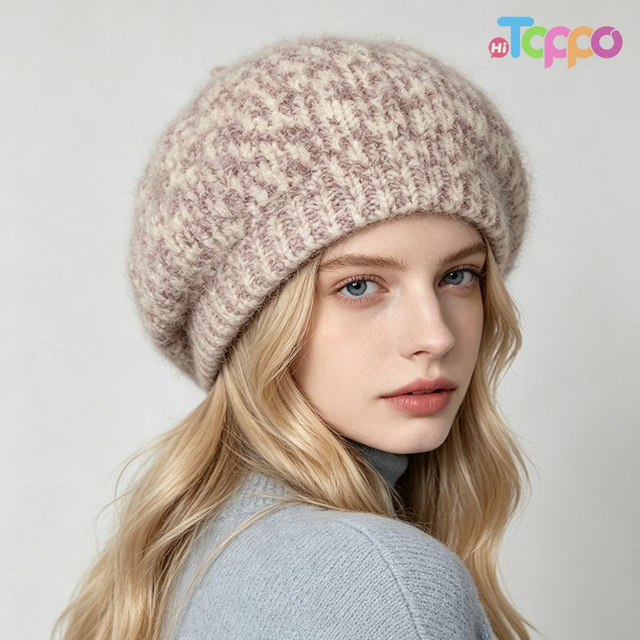 Winter Block Fuzzy Women's Vintage Knit Beret Thick Warm Fleece Lined Ear Flaps Beanie 