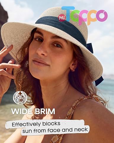 Fashion Wide Brim UV Protection Adjustable Sweatband Windproof Chin Strap Travel Straw Hat 