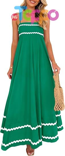  Casual Women's Summer Spaghetti Strap Boho Maxi Dress