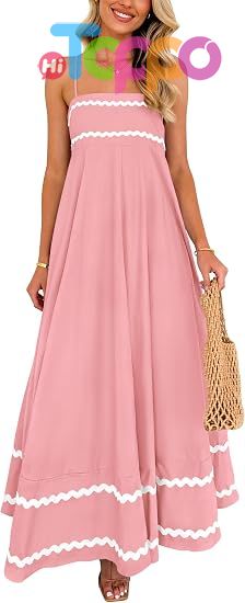  Casual Women's Summer Spaghetti Strap Boho Maxi Dress