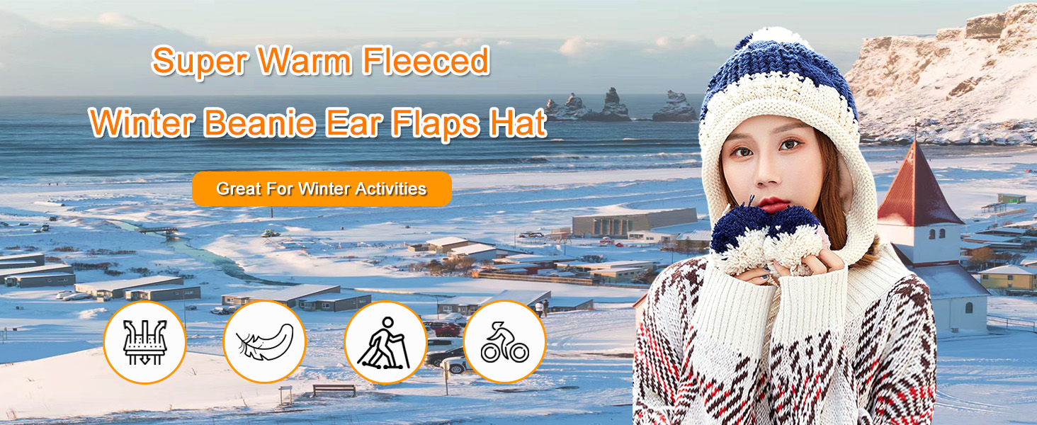 Super Warm Fleeced Winter Beanie Ear Flaps Hat