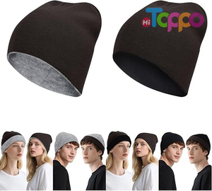 Winter Reversible Skull Caps Reversible Beanie with -Double Side Warm Fisherman Beanie