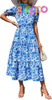 Custom Print Women's Short Sleeve Midi Floral Dress