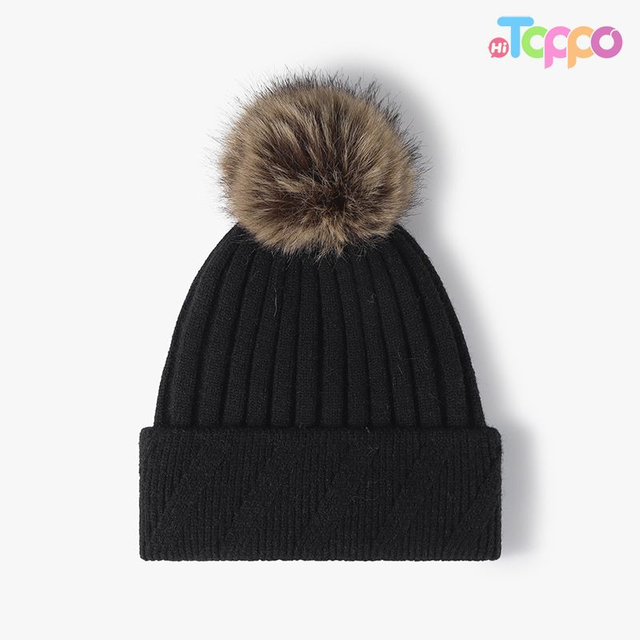 Classic Soft Warm Chunky Cable Knit Hat with Pom Pom Thermal Winter Cuffed Cap