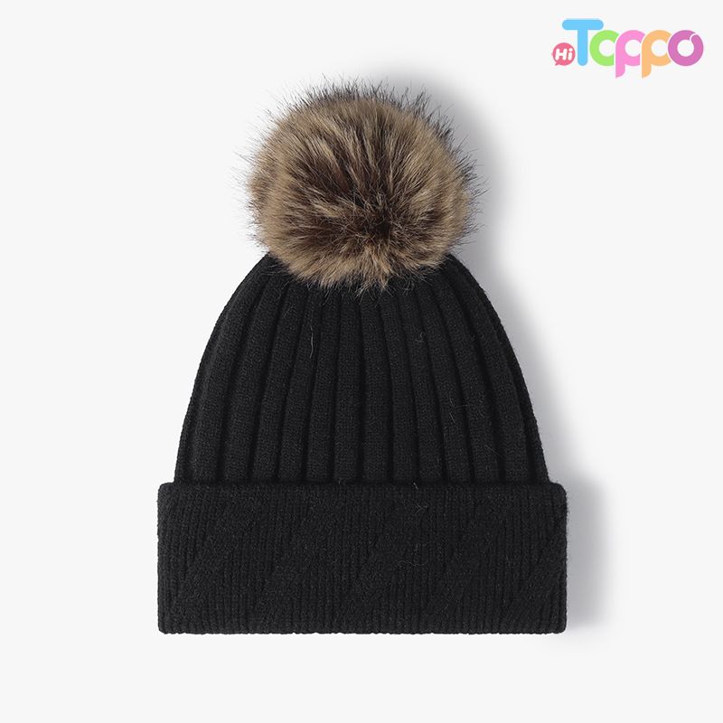 Classic Soft Warm Chunky Cable Knit Hat with Pom Pom Thermal Winter Cuffed Cap