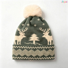 Classic Red & Green Striped Long Tail Knit Hat with Pom Pom Festive Christmas Beanie
