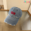 Custom American Vintage Distressed Denim Baseball Cap with Embroidered Letters
