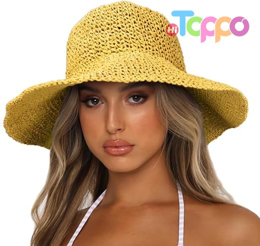 Summer Wide Brim Foldable Travel Straw Hat Sun Beach Hat for Women