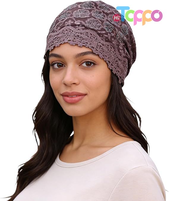  Custom Lightweight Lace Beanie for Women Rhinestone Hat