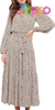 Custom Womens Long Sleeve Boho Floral Wrap Maxi Dress