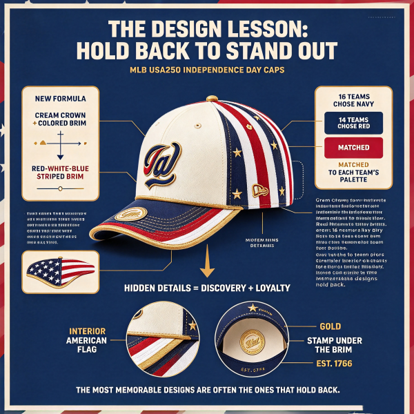 MLB's USA250 Cap: Cream Crown, Hidden Flag