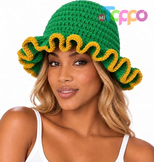 Hot Sale Women's Crochet Hat Handmade Bucket Knit Hat Cute Floppy Cap for Travel Fishing