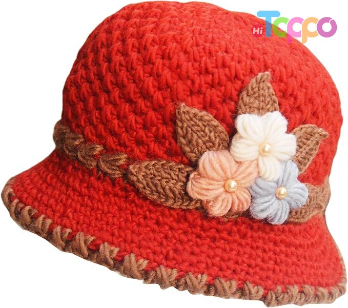 Wholesale French Thicken Women's Flowers Knitted-Woolen-Hat Fashion Beanie-Hat Lady Crochet-Bucekt-Hat 