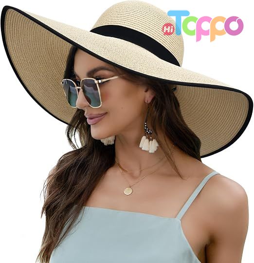  Summer Floppy Beach Hat Roll-Up Women Wide Brim Sun Hat UPF50 Straw Hat 
