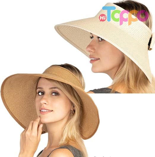  Summer Packable Floppy Wide Brim Cap Women Sun Visors Foldable Straw Hats