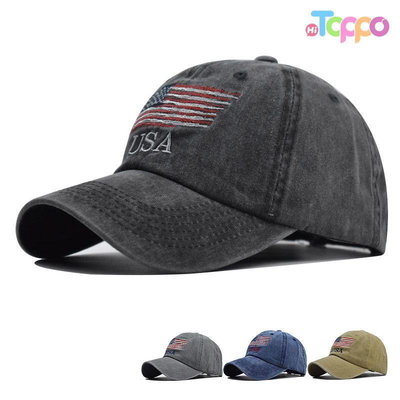 Custom Wash adjustable Cotton Embroidered USA Lettter Baseball Cap