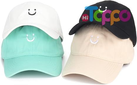 Smile Face Adjustable Low Profile Unstructured Cotton Dad Hat Baseball Cap 