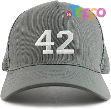 Number 42 Collegiate Varsity Font Embroidered Oversized 5 Panel XXL Trucker Mesh Cap