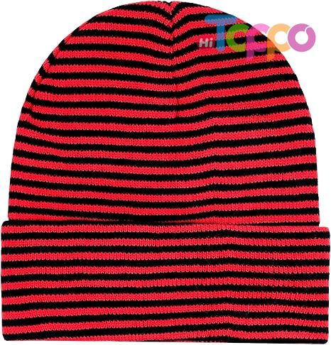 Classical Stripe Unisex Warm Striped Knitted Beanie Hats Slouchy Knit Skull Cap 