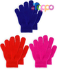 Custom Stretchy Full Finger Fluffy Mittens 3 Pairs Set Winter Knit Gloves for Kids 