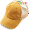  Custom Washed Distressed Cotton Denim Ponytail Hat Adjustable Baseball Cap