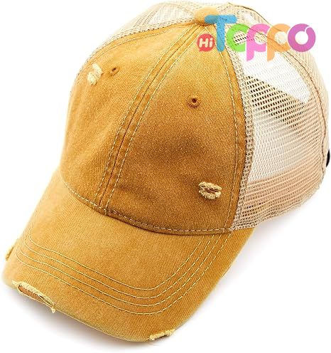  Custom Washed Distressed Cotton Denim Ponytail Hat Adjustable Baseball Cap