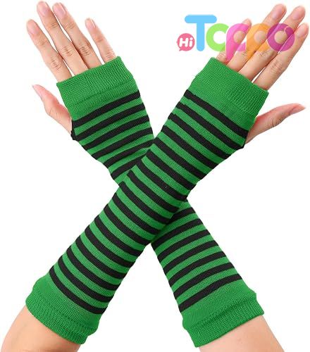 Custom Printed Elbow Length Knitted Arm Warmers Women's Fingerless Gloves 