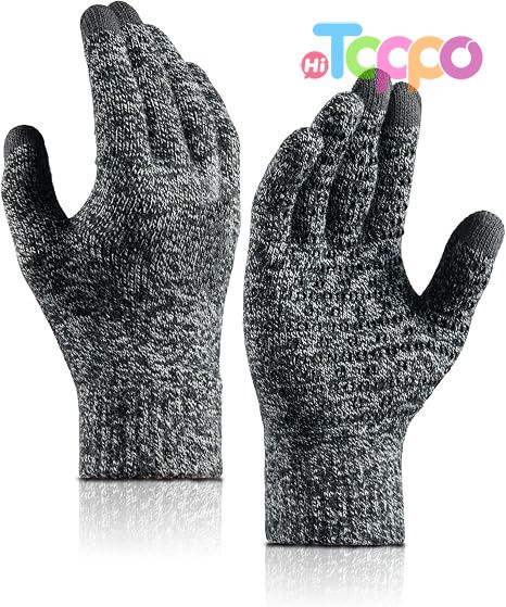 Custom Non-slip Silicone Grip and Elastic Cuff Touch Screen Fingers Warm Fleece Knit Winter Gloves 