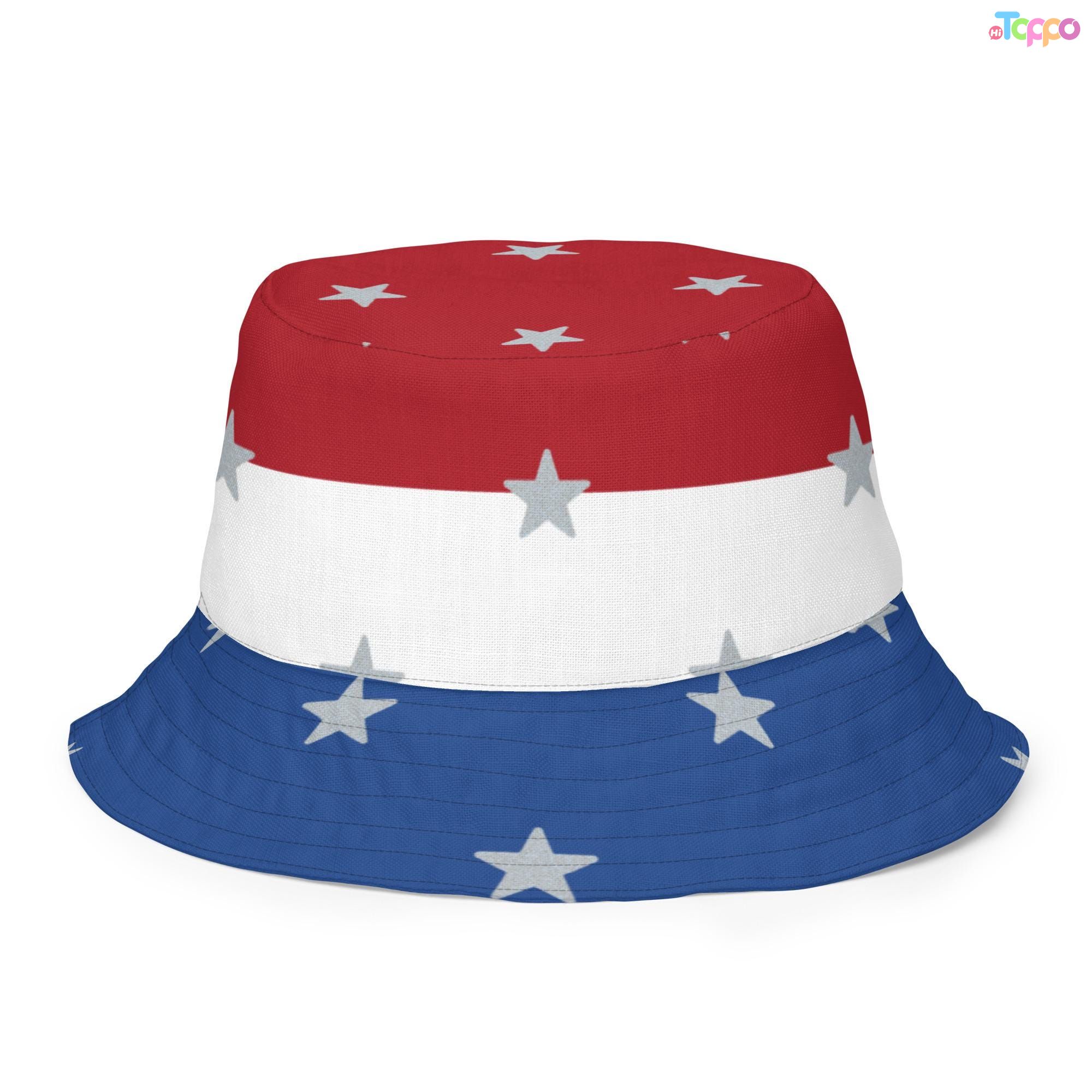 Reversible Americana Bucket Hat Coastal Summer Stars 