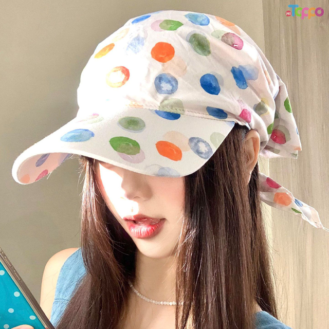 Women Fresh Watercolor Polka Dot Bandana Caps
