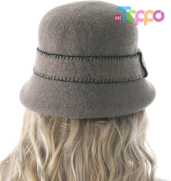Custom Women Elegant Winter Wool Bucket Hat 1920s Vintage Cloche Bowler Hats