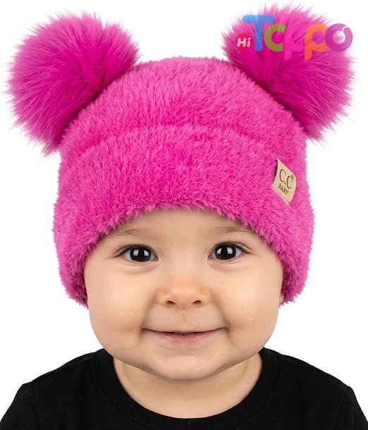 Newborn Girl Winter Hat 0–12 Months Cute Cozy Knit Infant Beanies Double Pom Pom Baby Beanie