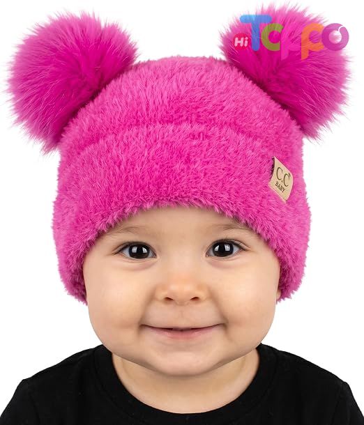 Newborn Girl Winter Hat 0–12 Months Cute Cozy Knit Infant Beanies Double Pom Pom Baby Beanie