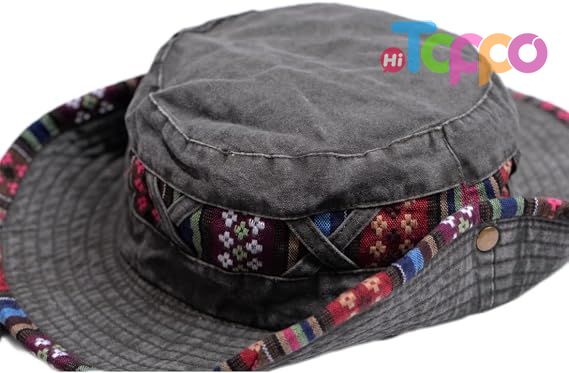 Winter Wide Brim Floral Adjustable UV Protection Fishing Washed Sun Hats