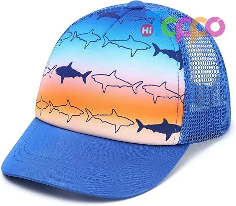 Dinosaur Mesh Adjustable Cotton Blend Full Mesh Back Ventilation Curved UV Brim Velcro Strap Toddler Baseball Hat