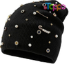 Trending Appeal Versatile Neck Warmer Knitted Cap Headwear Unisex Knit Hat with Shimmering Crystal Weaving 