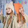 Children Cute Cat Ears Warm Wool Knit Ear Flap Cap Kids Beanie Hat for Winter with Earfalp 