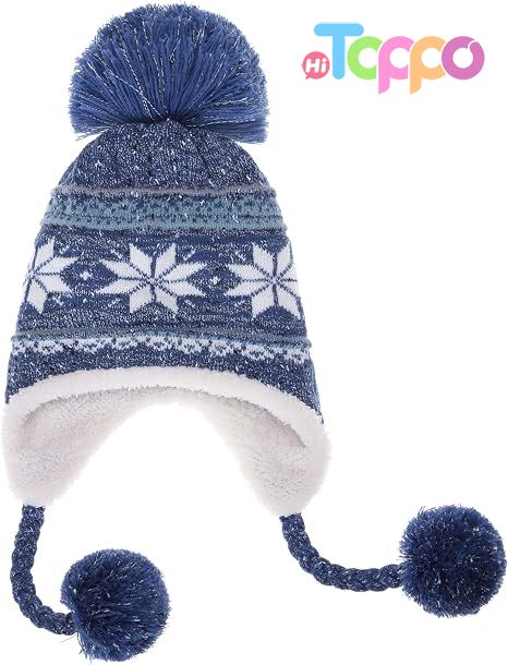 Wholesale Winter Soft Warm Fleece Lined Long Ear Straps Snow Ski Cap with Pompom