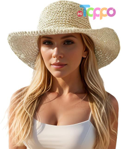 Summer Wide Brim Packable Sun Hat Womens Travel Straw Fedora Hat