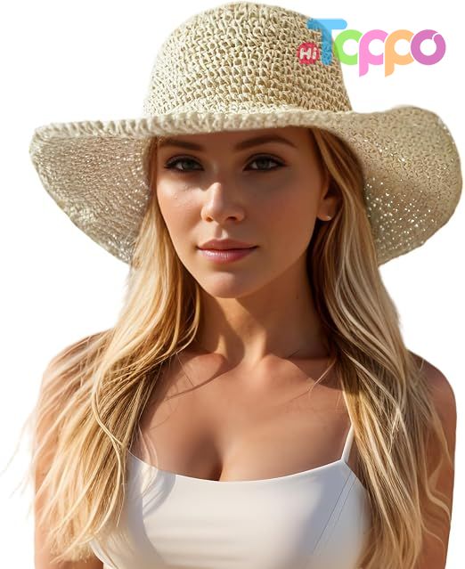 Summer Wide Brim Packable Sun Hat Womens Travel Straw Fedora Hat