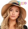 Fashion Wide Brim UV Protection Adjustable Sweatband Windproof Chin Strap Travel Straw Hat 