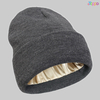 Satin Lined Beanie for Women Men, Double Layer Knitted Cuffed Winter Hat