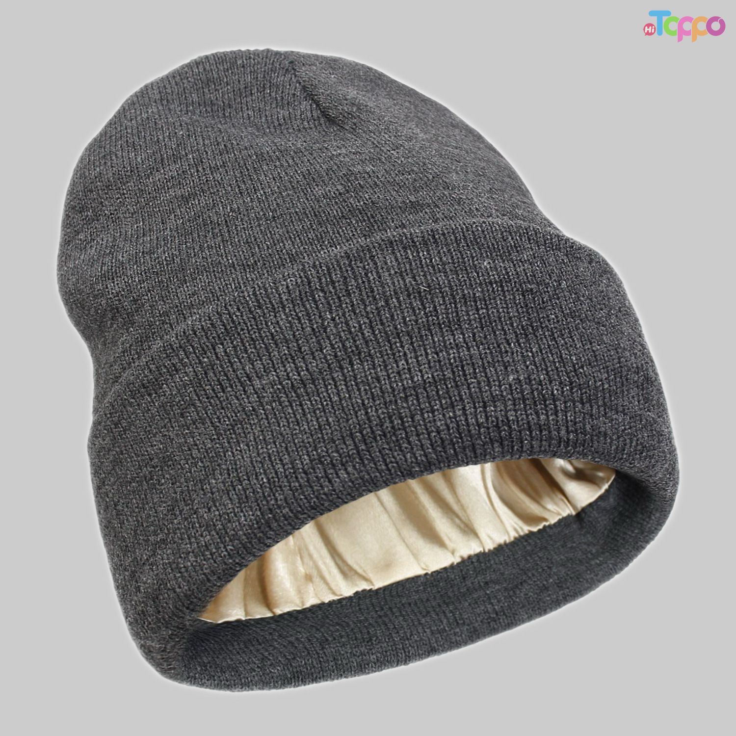 Satin Lined Beanie for Women Men, Double Layer Knitted Cuffed Winter Hat