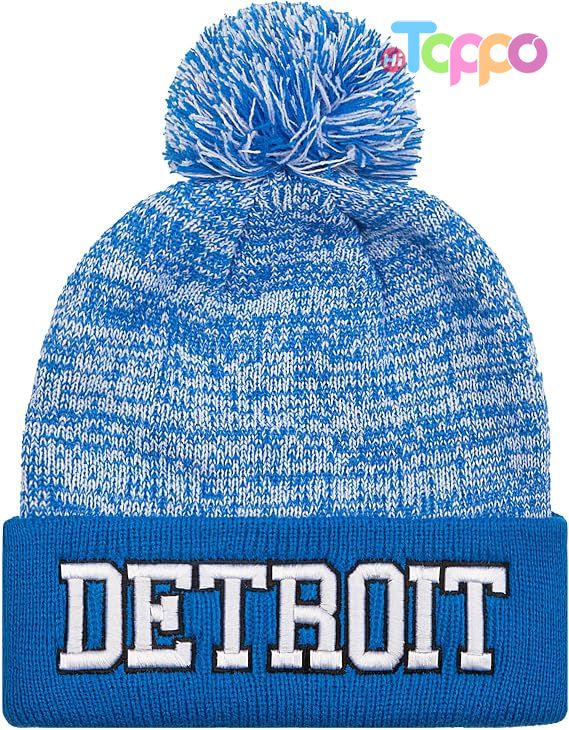 Custom Super Soft Pompom Knit Cap Winter Skullcap Toque Football Beanie Hat 