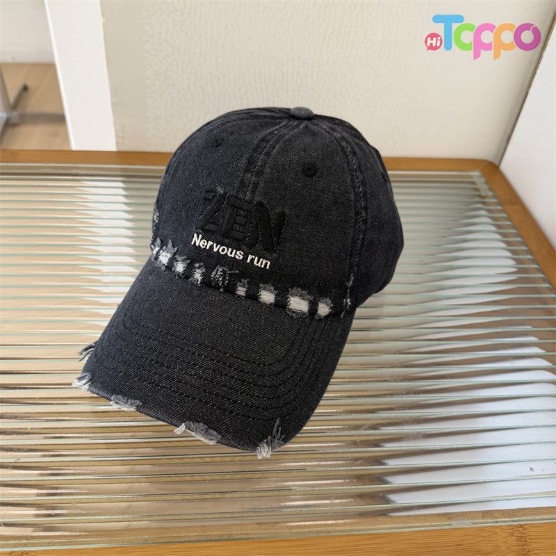 Custom American Vintage Distressed Denim Baseball Cap with Embroidered Letters